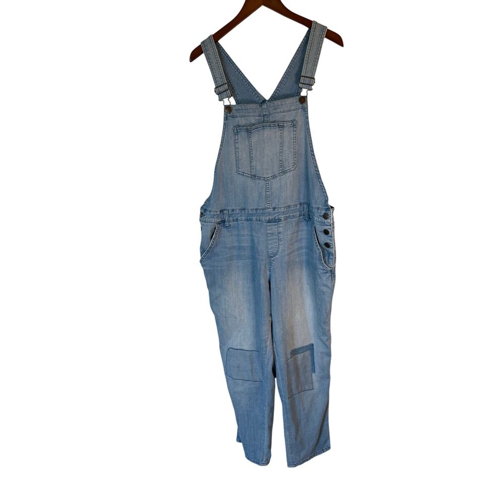 American Rag Patches Denim Straight Leg Overall Light Wash Blue Women's Plus 16w